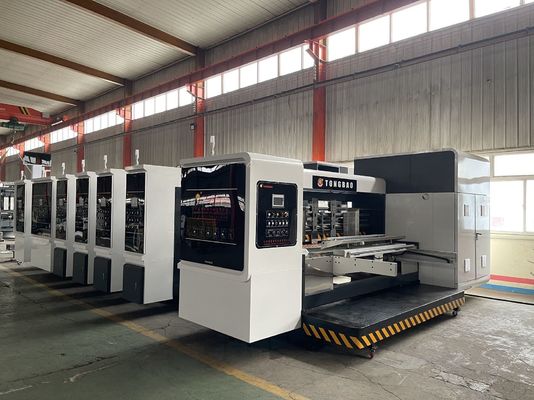 1200mm Automatic Flexo Printing Slotting Die Cutting Folding Gluing Strapping Inline Machine