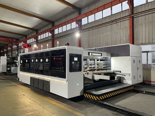 1200mm Automatic Flexo Printing Slotting Die Cutting Folding Gluing Strapping Inline Machine